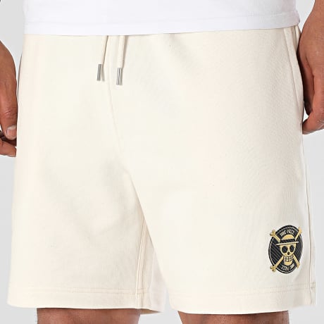 One Piece - Short Jogging Badge Logo Beige Doré