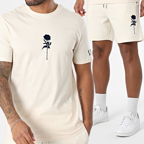 Luxury Lovers - Conjunto Tee Shirt Y Short Jogging MC Rosa Velvet Beig Azul Marino