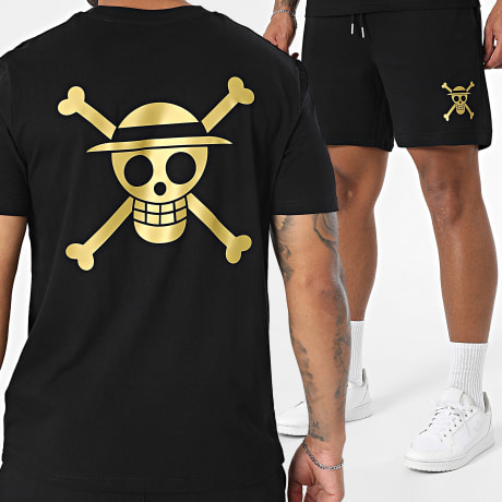 One Piece - Conjunto Camiseta Y Short Jogging Bundle Mugiwara Negro Dorado