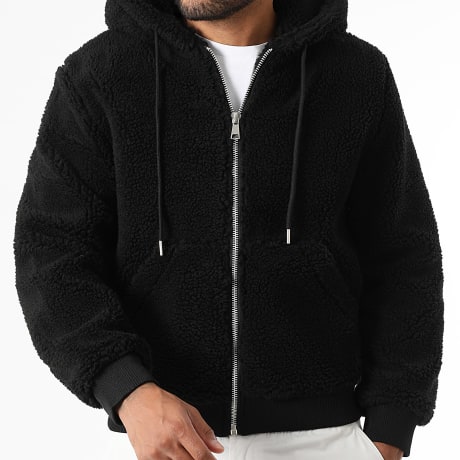 Premium Basics - Sherpa 2044 Schwarz Kapuzenjacke mit Reißverschluss