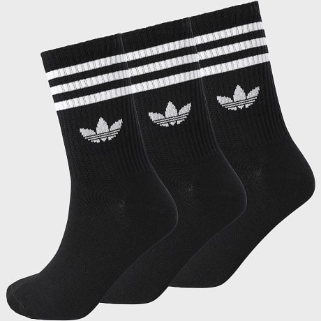 Adidas Originals - Lot De 3 Paires De Chaussettes 3 Stripes Crew JV7402 Noir