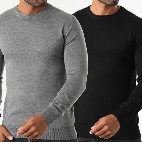 LBO - Pack de 2 Camisolas Decote Redondo 2100 Preto Cinza