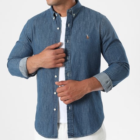 Polo Ralph Lauren - Slim Oxford Long Sleeve Jeans Shirt Blue Raw