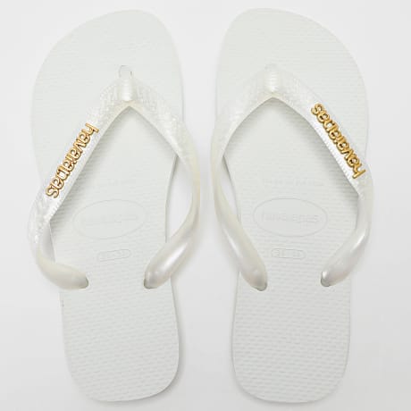 Havaianas - Chanclas Mujer Top Logo Blanco Dorado