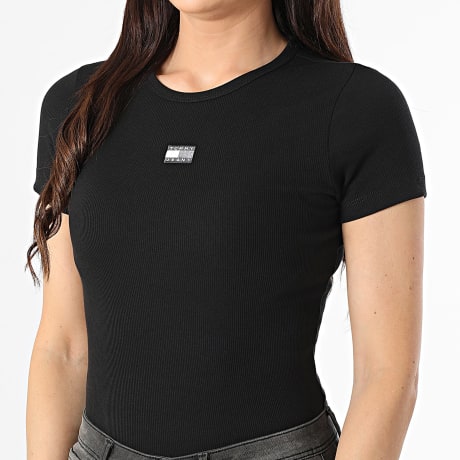 Tommy Jeans - Camiseta de mujer Slim Tee Badge 7881 Negro