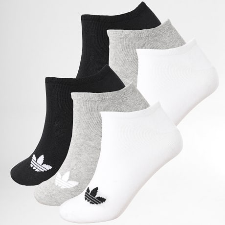 Adidas Originals - Lote de 6 pares de calcetines forrados JW5338 Negro Gris Brezo Blanco