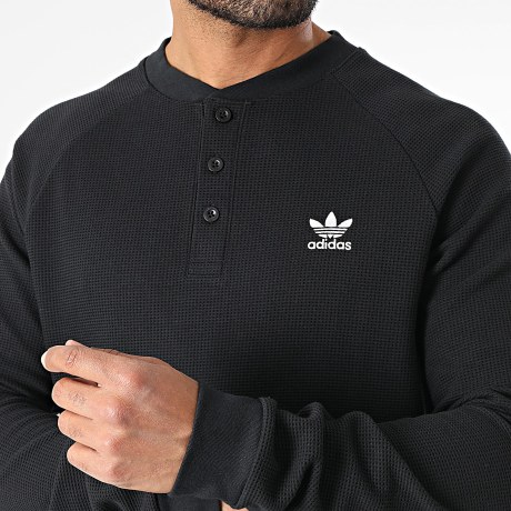 Adidas Originals - Camiseta de manga larga Waffle Essentials JW1050 Negro
