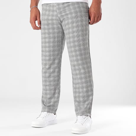 Fins de Séries - Regular Fit Pantalones a cuadros 28010 Gris Beige Detalles