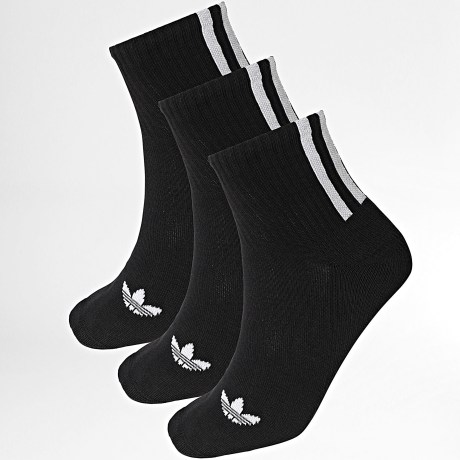 Adidas Originals - Lote de 3 Pares de Calcetines 1/4 Rayas JV7426 Negro