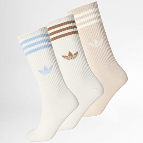 Adidas Originals - 3 Pares De Calcetines De 3 Rayas JV7420 Blanco Marrón Azul Beige