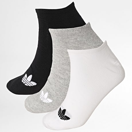 Adidas Originals - Lote de 3 pares de calcetines forrados JV7400 Negro Gris Blanco