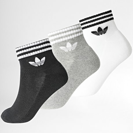 Adidas Originals - 3 Pares De Calcetines Tobilleros 3 Rayas JV7437 Negro Gris Blanco