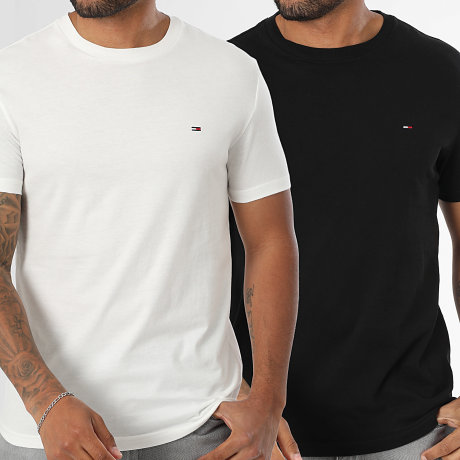 Tommy Jeans - Lote De 2 Camisetas Slim Jersey 0687 Blanco Negro