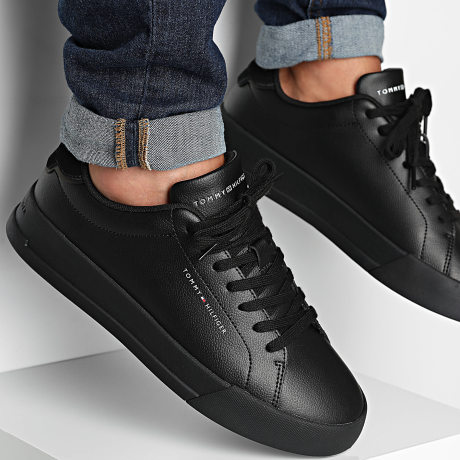 Tommy Hilfiger - Baskets Court Leather Detail Essential 5367 Black