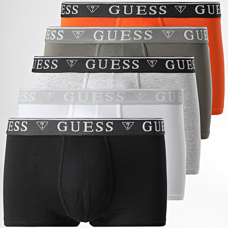 Guess - Set van 5 boxers U4YG16-K6YW1 Zwart Wit Heather Grijs Oranje Houtskool Grijs