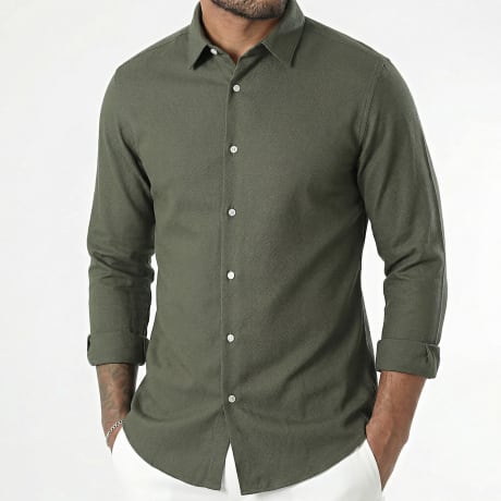 LBO - Camisa de manga larga de piqué elástico 0002 Caqui Verde