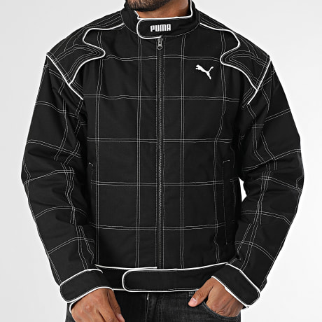 Puma - Racer geruite jas met rits 632163 Zwart