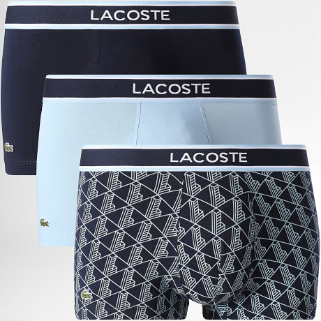 Lacoste - Lote de 3 calzoncillos bóxer con logotipo bordado de cocodrilo azul marino