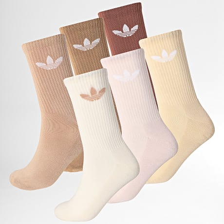 Adidas Originals - 6 Pares De Calcetines JY2678 Marrón Beige Rosa Claro
