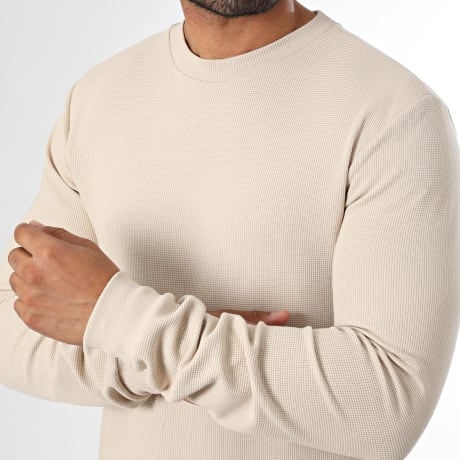 LBO - Hoodie Rundhals Waffel 3925 Hellbeige