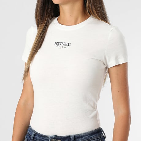 Tommy Jeans - Camiseta de mujer Essential Logo Tee 0913 Blanca