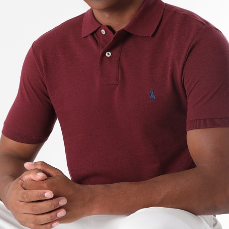 Polo Ralph Lauren - Polo Mouw Slim Player Bordeaux Chiné