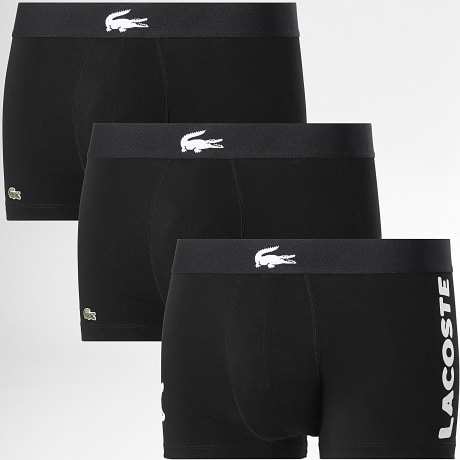 Lacoste - Lot De 3 Boxers Logo Brodé Crocodile Noir