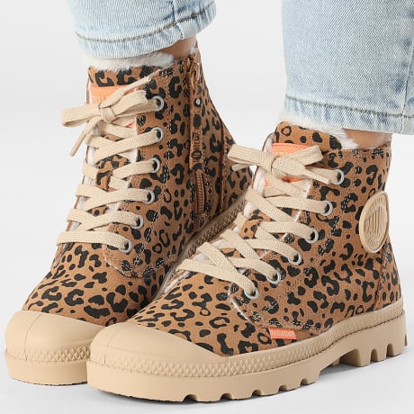 Palladium - Stivali Donna Pampa Hi Zip 99519 Camello Nero Leopardo