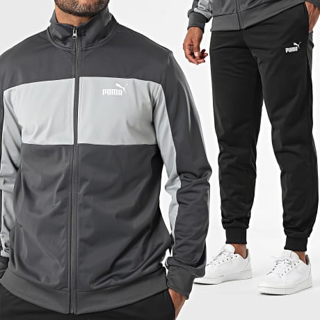 Puma - Colorblock Poly Trainingspak 687304 Antraciet Grijs Zwart
