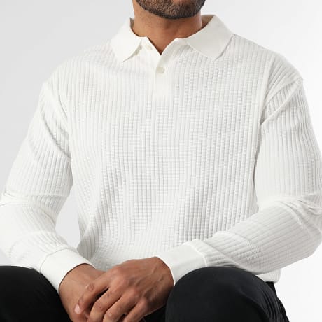 Classic Series - Polo de manga larga con textura 3961 Blanco