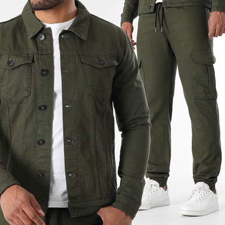 Premium Basics - Set giacca verde kaki e pantaloni da jogging 3972