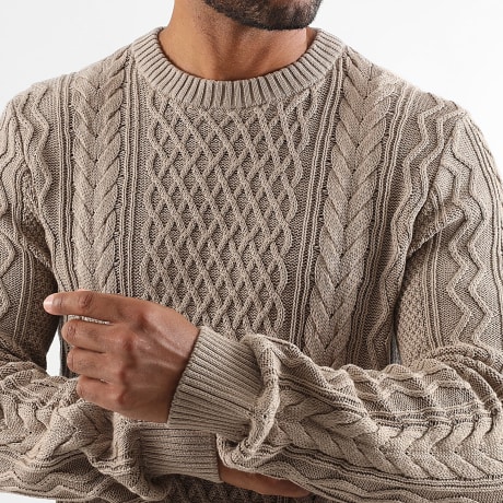 Tommy Jeans - Badge Cable Sweater 2101 Beige