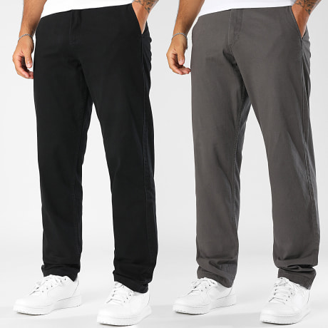 Jack And Jones - Juego de 2 pantalones chinos Kane Dave Black Grey Charcoal