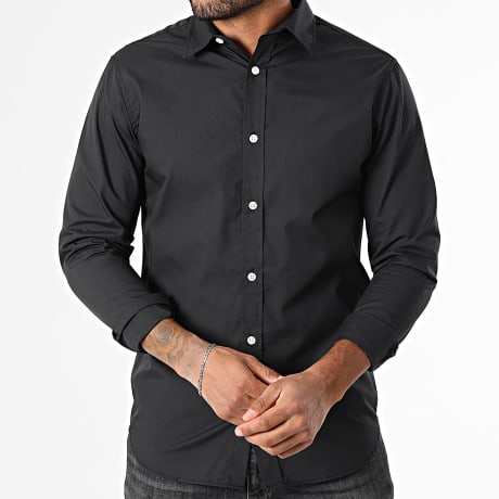 JJ Rebel - Gavin Camisa Sólida Manga Larga Negro