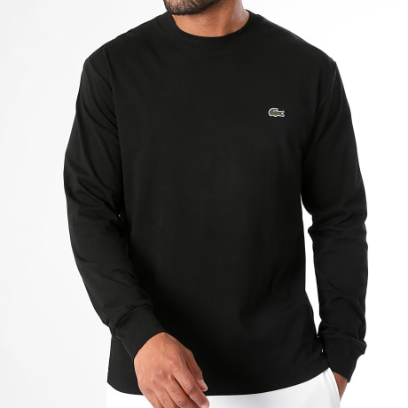 Lacoste - Camiseta Manga Larga Logo Bordado Cocodrilo Classic Fit Negro