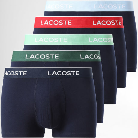 Lacoste - Juego de 5 bóxers clásicos azul marino verde oscuro verde claro rojo azul claro