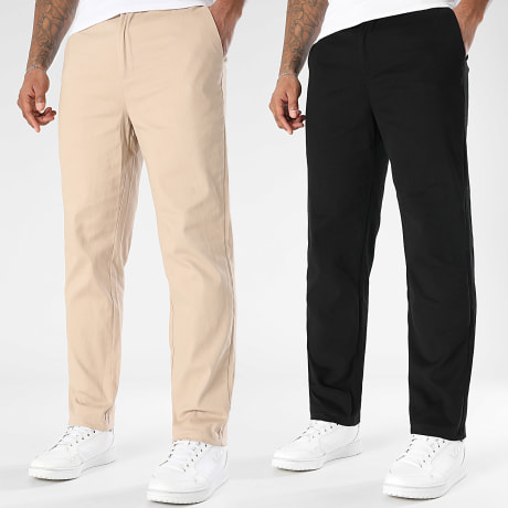Premium Basics - Lote de 2 2276 Pantalones Chinos Beige Negro