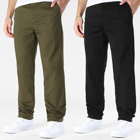 Classic Series - Juego De 2 Pantalones Chinos 2277 Caqui Verde Negro
