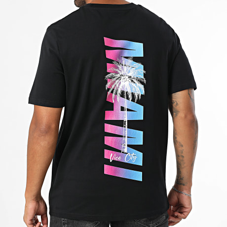Luxury Lovers - Tee Shirt Oversize Large Sunset Palm Nero Blu Rosa