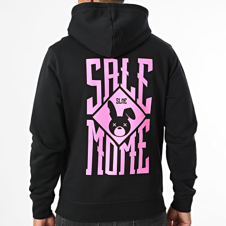 Sale Môme Paris - Sudadera con capucha Squarred Rabbit Negro Rosa Fluo