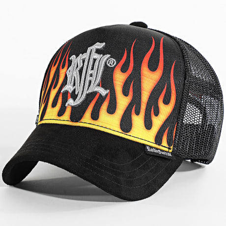 Fins de Séries - Casquette Trucker Burn N216 Noir Argenté Orange Jaune