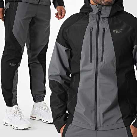 Comme Des Loups - Ensemble Veste Capuche Zippée Et Pantalon Jogging Benab Noir Gris Anthracite