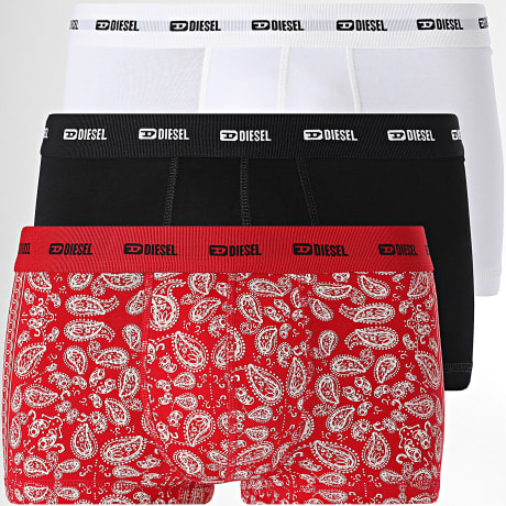 Diesel - Juego De 3 Boxers A19309-0LKCI Negro Blanco Rojo Bandana