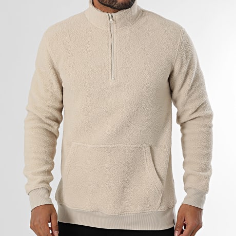 Only And Sons - Emilio Fleece Sweatshirt mit Reißverschluss Beige
