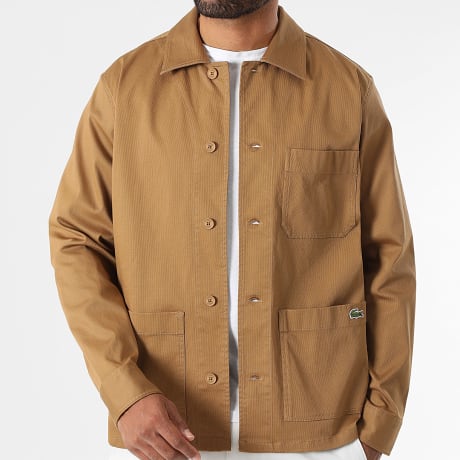 Lacoste - Chaqueta Abotonada Logo Bordado Cocodrilo Camel