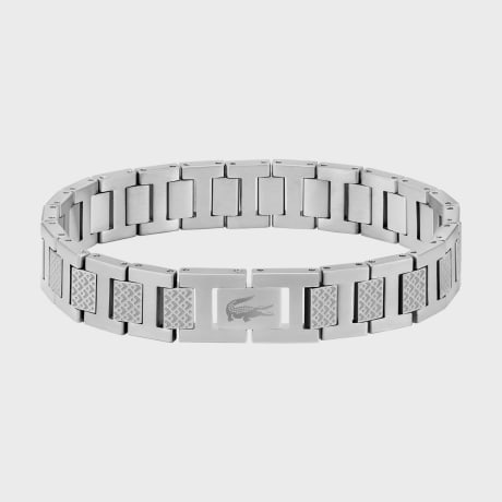 Lacoste - Bracelet Metropole Logo Crocodile Gravé Argenté