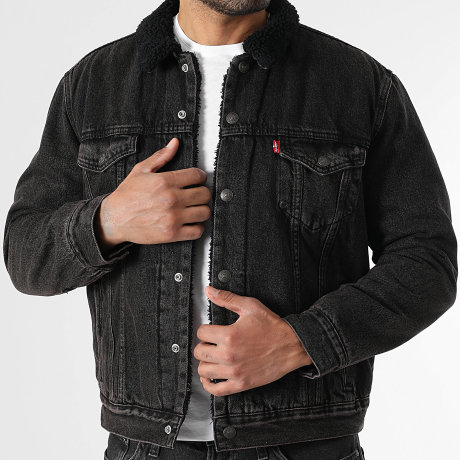 Levi's - Chaqueta vaquera con cuello de piel de oveja 16365 Gris antracita