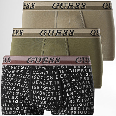 Guess - Set van 3 boxers U5BG05-K6YW1 Khaki Groen Zwart