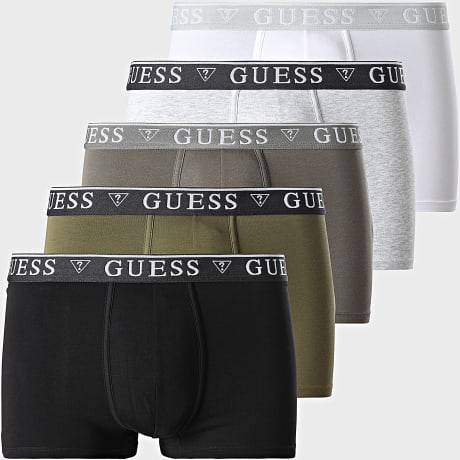 Guess - Set van 5 boxers U4YG16-K6YW1 Zwart Heather Grijs Wit Groen Khaki