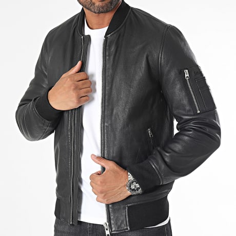 Schott NYC - Cazadora Bombers Piel Negra